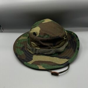 US Military Woodland Camo Boonie Hat Jungle Type II Ripstop Size 7.5 USA Made
